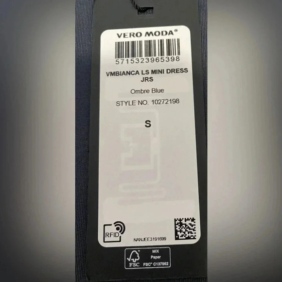 Vero Moda Womens Ombré Blue Cut Out Back Mini Dress Small NWT - Picture 7 of 13